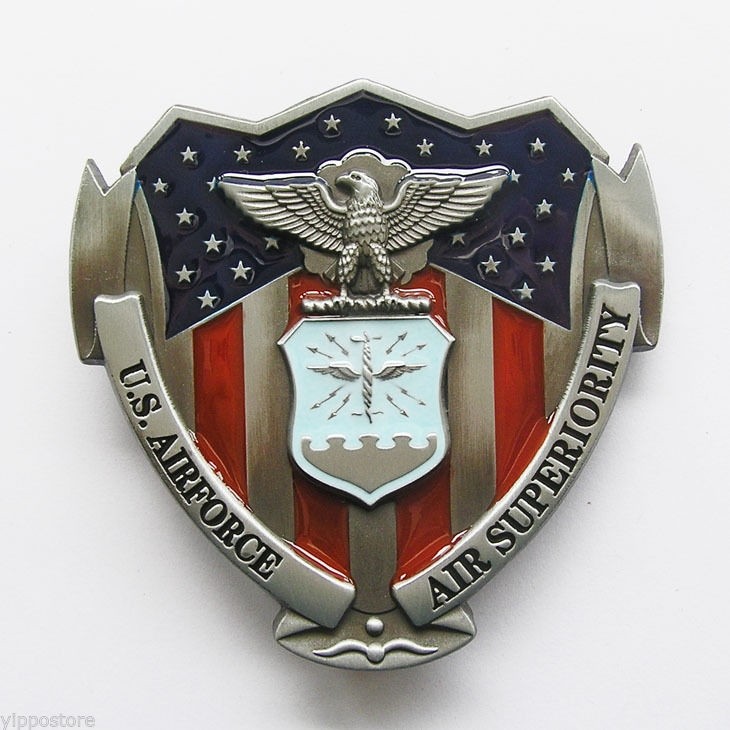 USAF U.S. Airforce Military w/ Color Belt Buckle