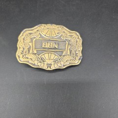 OCEN INC Belt Buckle Brass Tone 3&Prime; x 2&Prime; Engraved Western Floral