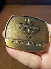 Handyman Club of America Life Member Brass Hammer Belt Buckle 1996
