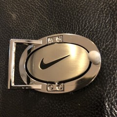 Nike Spellout Swoosh Silver Black Pink Belt Buckle