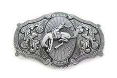 Men Long Silver Metal Rodeo Horse Belt Buckle Western Fashion Cowboys Ride Biker