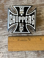 Vintage 2003 West Coast Choppers Belt Buckle Jesse James Iron Cross Enamel WCC