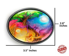 Yin Yang Celestial Tree of Life Fantasy Handmade Artisan Belt Buckle