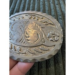 Western Cowboy Floral Scroll Oval Belt Buckle Mens Womens Silver Tone Rodeo
