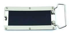 Adjustable Silver Belt Buckle Personalized Custom Black Letters Any Name or Word