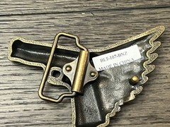 Winged Pistol Belt Buckle Antique Brass Metal Mens Gun Wing Design Heavy Cast