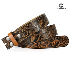 TRIWORKS Western Belt without buckle for men – Fit Size 34&Prime;-37&Prime;, Black/Brown