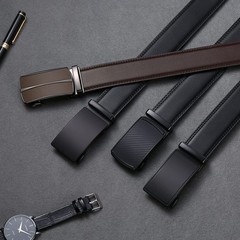 SENDEFN Men&rsquo;s Leather Belt Automatic 36&Prime; to 44&Prime; Waist Adjustable, A-black-31