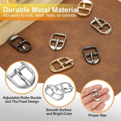 6 Pcs 0.5 Inch Single Prong Buckles Oval Center Bar Buckles, Silver Tone