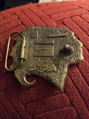 Vintage Southwestern Solid Brass Native American Headdress BELT BUCKLE 3&Prime; x 2.5&Prime;
