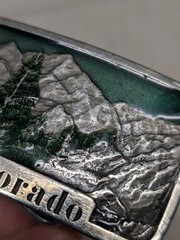 1970s vintage COLORADO belt buckle MOUNTAINS enamel WESTERN nature cowboy
