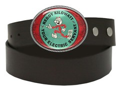 Reddy Kilowatt Belt Buckle – Retro Electric Co Art Handmade Oval Buckle – 381