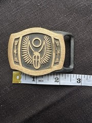 Vintage Winged Cobra Brass Belt Buckle Gold/Black Rectangular 1.5&Prime; Tech-Ether