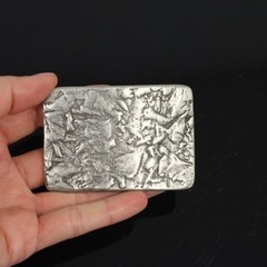 Handmade Metal Belt Buckle Rustic Texture Rectangular Unique Silverfa