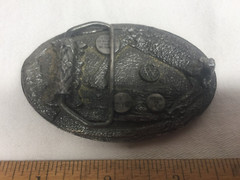 RANCH FARM HORSE STABLE BARN MENS * 1984 BERGAMOT BRASS WORKS BELT BUCKLE * USA