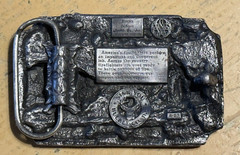1983 AMERICA&rsquo;S FIREFIGHTERS BELT BUCKLE -EVER READY EVER WILLING Colorful Enamel
