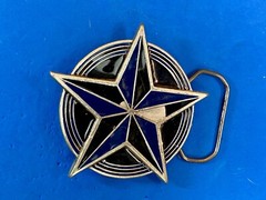2002 Great American Products Back Star Coming From Round Pewter Belt Buckle