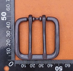Wide Double Tongue Pin Roller Prong Pin Belt Black Buckle Fits 40MM Belt Straps