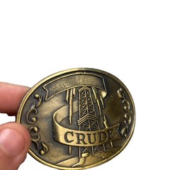 Crude Oil Vintage Brass Belt Buckle Gold