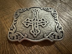 Blazin Roxx Scrolling Cross Filigree Western Belt Buckle Antique Silver