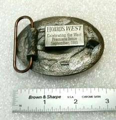 Hoard&rsquo;s West Belt Buckle Dairy Cow, 1999 Raised Relief Design, Dairymen, Farmer
