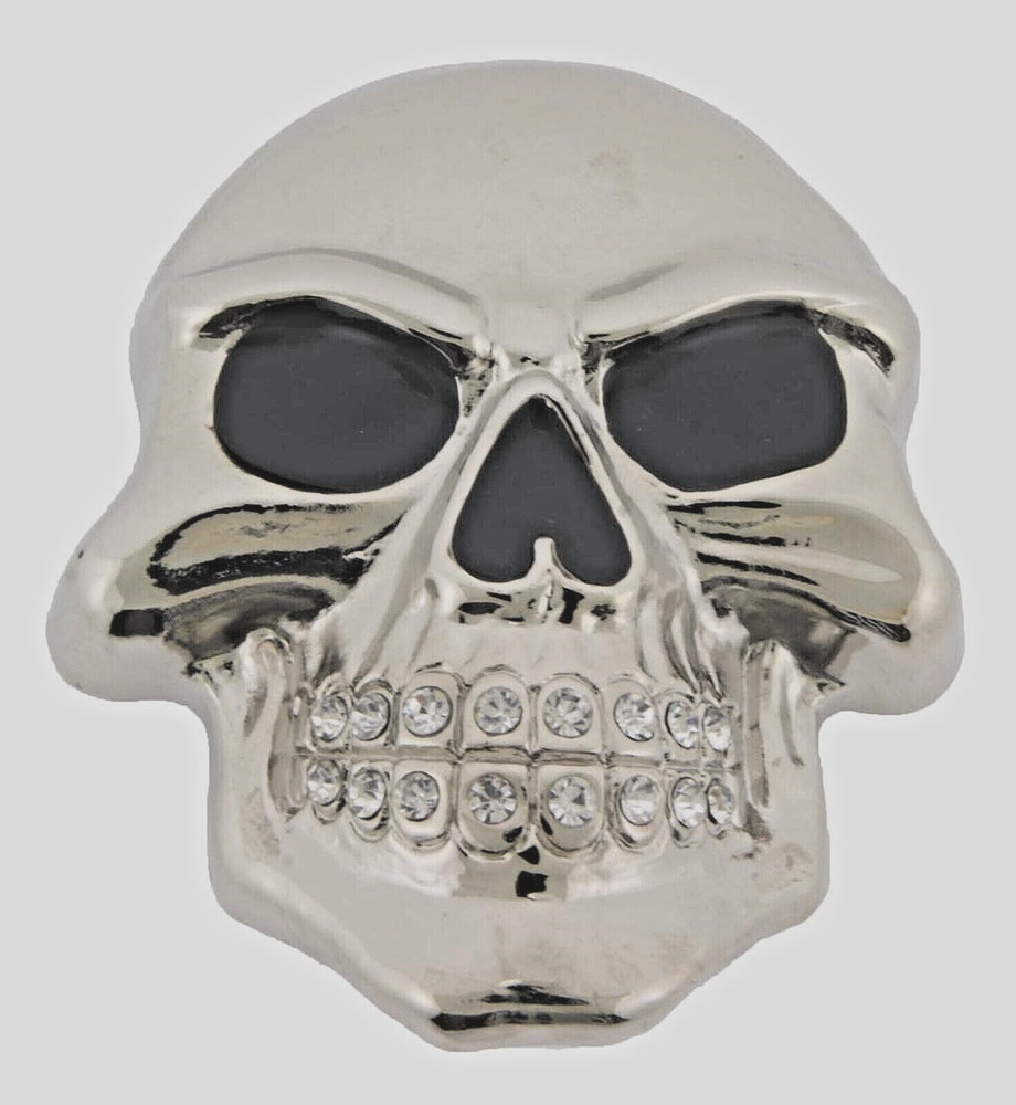 Skull Belt Buckle Men Skeleton Grillz Teeth Silver Bling Halloween Hip Rock New