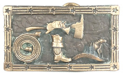 Vintage 1970s Brass Relief Firefighter Belt Buckle Made In USA