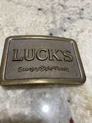 Vintage Metal Belt Buckle, Luck&rsquo;s, Country Style Foods, Groceries, Food, 3&Prime; x 2&Prime;