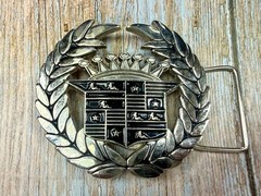 Cadillac Crown Logo Emblem Olive Branches and Flag 90&rsquo;s 187 Inc Belt Buckle