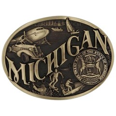 Montana Silversmiths State Heritage Antiqued Oval Brass Western Belt Buckle New