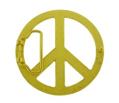 New Men Women Peace Sign Belt Buckle Symbol Dove Peace-Lover-Keeper Gold Metal