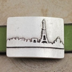 Paris City Silhouette Belt Buckle Skyline Metal Modern Urban Design