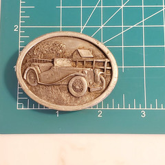 Vintage 1984 Bergamot Brass Works Car Scene Belt Buckle U L43 Made In USA