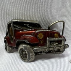 Vintage JEEP Bergamot Brass Works Men’s 3-D Folk Art Belt Buckle 1978 Painted A9