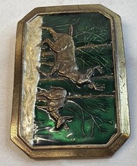 Deer Belt Buckle 1976 Rectangle 3.25 By 2.25 in Number D520 Made USA