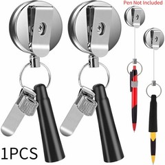 Metal Retractable Reel Pen Holder, Sturdy Clip fits Office & Industrial Work
