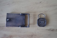 Vintage Burlington Northern Railroad Belt Buckle and Key Ring
