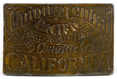 Belt Buckle-Union Central Pacific Rail Road Line-Omaha California-Brass-Vintage