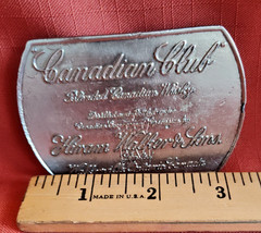 VTG Rectangle Canadian Club Whisky Belt Buckle Silver Toned Fits 1.5&Prime; Belt