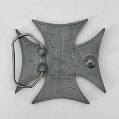 Great American Product Belt Buckle Spider Web Cross Biker Pewter 2003