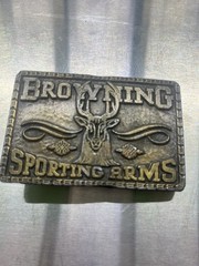 Vintage Browning Deer Stag Logo Brass Metal Men’s Western Belt Buckle USA logo