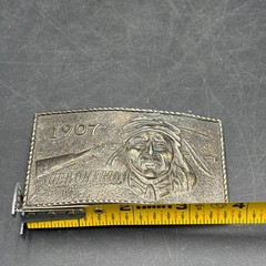 Vintage Geronimo 1907 Native American Apache Belt Buckle Western Americana Metal