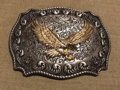 Vintage Jean&rsquo;s Friend Silver/Gold-Tone Eagle Belt Buckle