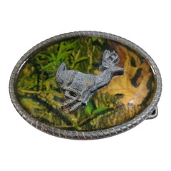 Raised Detail CAMO DEER RUNNING camouflage BELT BUCKLE Outdoor wildlife Wear