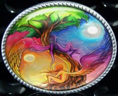 Yin Yang Celestial Tree of Life Fantasy Handmade Artisan Belt Buckle