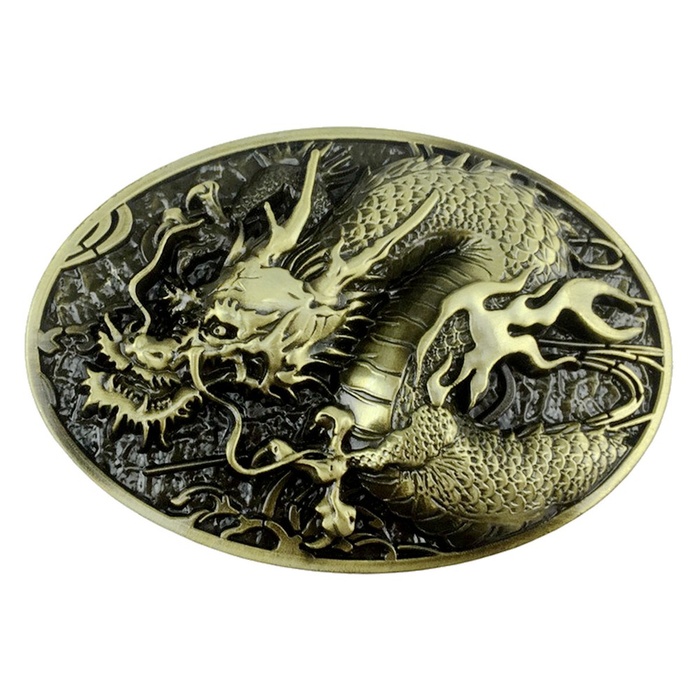 Dragon Men&rsquo;s Belt Buckle Western Cowboy Native American (DRGN-04-G)