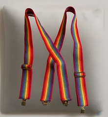 Vintage Rainbow Colored Suspenders 1980s Costume Mork Colorful Stripes