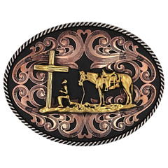 Montana Silversmiths Tri-Tone Christian Cowboy Attitude Buckle A1005
