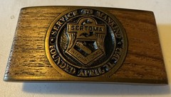 Sertoma International Belt Buckle Vintage Teakwood And Brass 1980 VGC