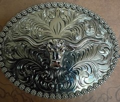 Western Rodeo, Bull Riding with 3-D Bull or Steer metal belt Buckle, New! #6